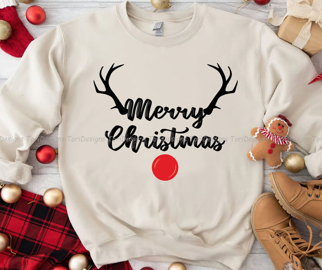 Reindeer Merry Christmas PNG Sublimation Design Sublimation ToriDesigns 