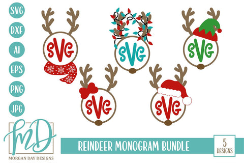 Reindeer Monogram Bundle SVG Morgan Day Designs