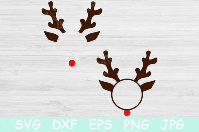 Reindeer Monogram Svg, Rudolph Monogram Svg. Antlers with Red Nose Stencil Designs. Winter Holiday Cutting Files for Cricut and Silhouette SVG TiffsCraftyCreations 
