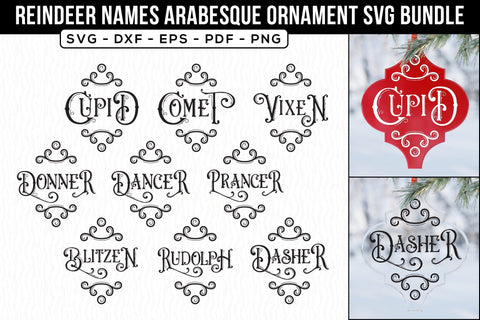 Reindeer Names Arabesque Ornament SVG Bundle SVG CraftLabSVG 