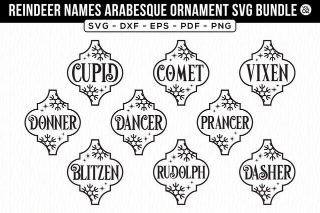 Reindeer Names Arabesque Ornament SVG Bundle V.2 SVG CraftLabSVG 