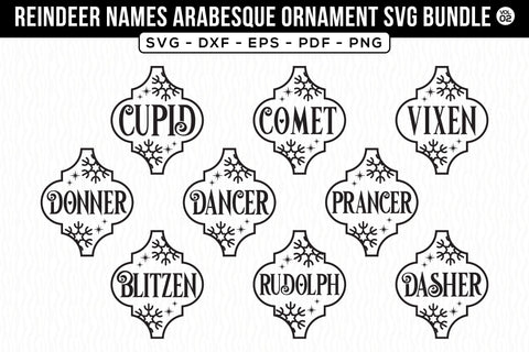 Reindeer Names Arabesque Ornament SVG Bundle V.2 SVG CraftLabSVG 