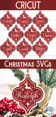 Reindeer Names Arabesque Ornaments SVG SVG Wispy Willow Designs 