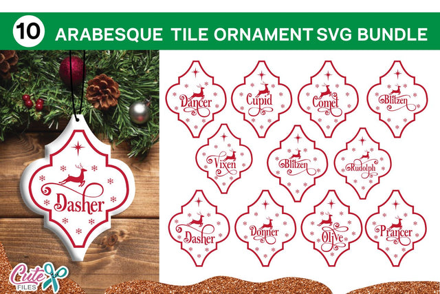 Reindeer names Arabesque tile svg bundle cut file SVG Cute files 