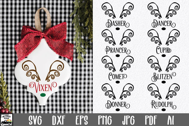 Reindeer Names Bundle - 9 Christmas SVG Files SVG Old Market 