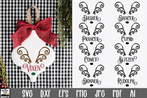 Reindeer Names Bundle - 9 Christmas SVG Files SVG Old Market 