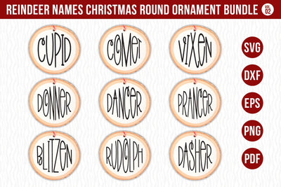 Reindeer Names Christmas Ornament SVG Bundle V.2 SVG CraftLabSVG 