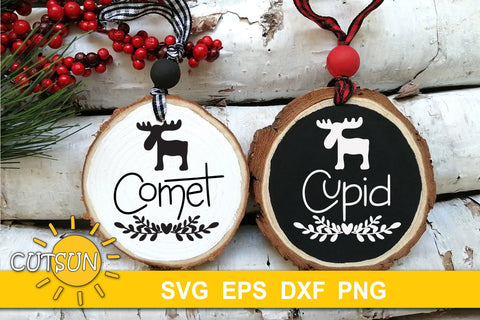 Reindeer Names Christmas Ornaments SVG Bundle Hand lettered SVG CutsunSVG 
