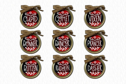 Reindeer Names Christmas Round Ornament Bundle SVG CraftLabSVG 