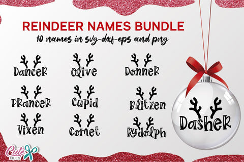Reindeer names Ornaments SVG cut file for crafters SVG Cute files 