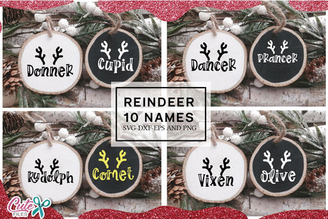 Reindeer names Ornaments SVG cut file for crafters SVG Cute files 