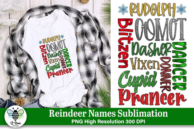 Reindeer Names PNG | Christmas Sublimation Sublimation B Renee Design 