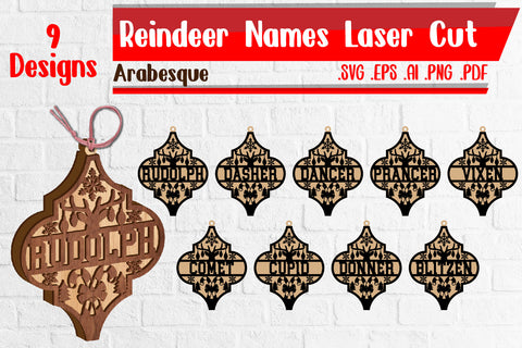 Reindeer Names Svg Bundle Laser Cut Files SVG zafrans studio 