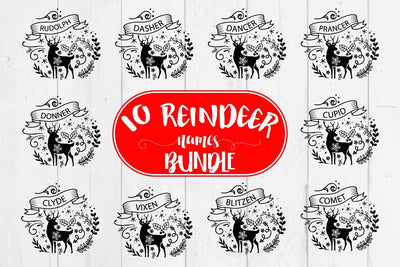 Reindeer Names Svg Bundle SVG Sintegra 