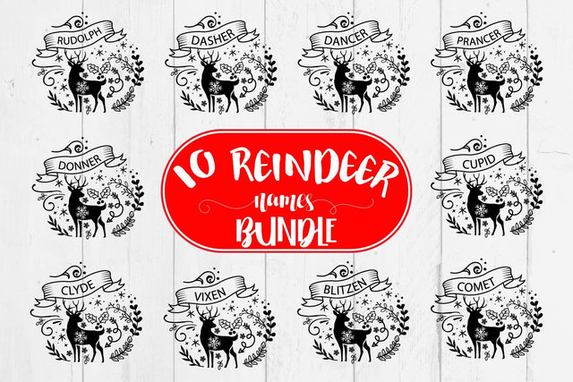 Reindeer Names Svg Bundle SVG Sintegra 