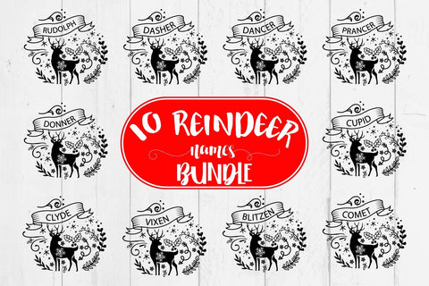 Reindeer Names Svg Bundle SVG Sintegra 