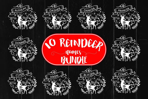 Reindeer Names Svg Bundle SVG Sintegra 