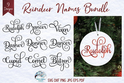 Reindeer Names SVG Bundle SVG Wispy Willow Designs 