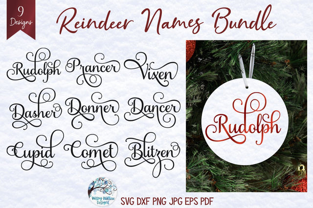 Reindeer Names SVG Bundle SVG Wispy Willow Designs 