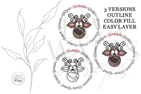 Reindeer Names SVG | Christmas Design SVG Diva Watts Designs 