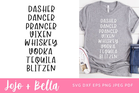 Reindeer names svg, Dasher svg, Funny Christmas svg, reindeer svg, christmas tumbler svg, christmas words svg, Chrismtas shirt svg, SVG Jojo&Bella 