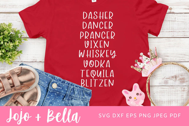 Reindeer names svg, Dasher svg, Funny Christmas svg, reindeer svg, christmas tumbler svg, christmas words svg, Chrismtas shirt svg, SVG Jojo&Bella 