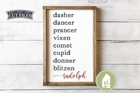 Reindeer Names SVG | Farmhouse Christmas SVG SVG LilleJuniper 