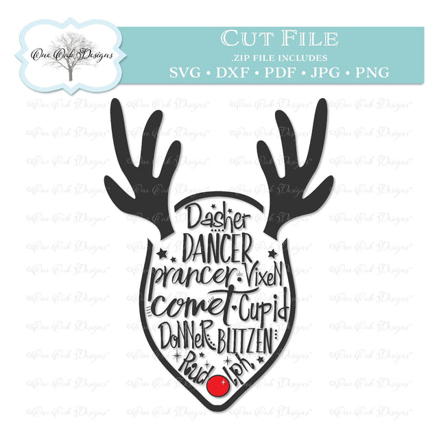 Reindeer Names SVG One Oak Designs 