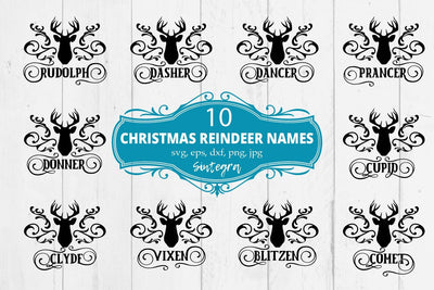 Reindeer Names Swirl Svg Bundle SVG Sintegra 