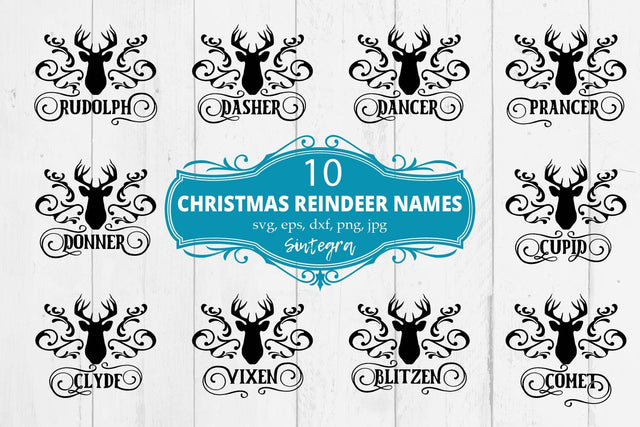 Reindeer Names Swirl Svg Bundle SVG Sintegra 