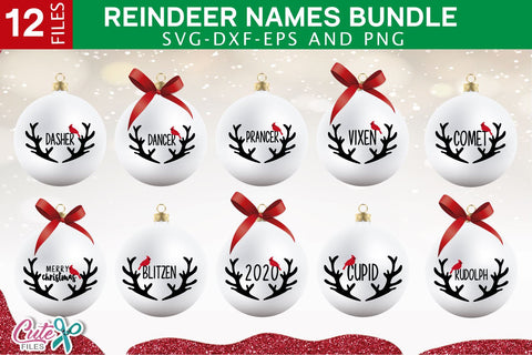 Reindeer names with cardinal Ornaments SVG SVG Cute files 