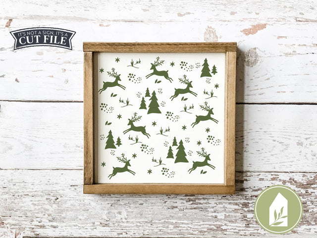 Reindeer Pattern SVG | Christmas SVG | Farmhouse Sign Design SVG LilleJuniper 