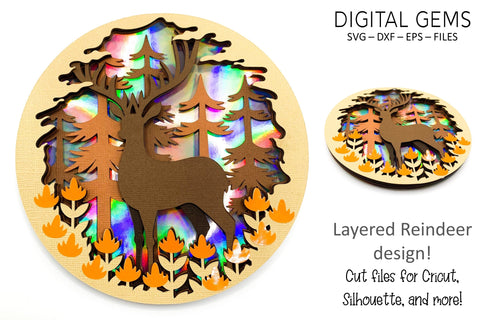 Reindeer shadowbox design SVG Digital Gems 