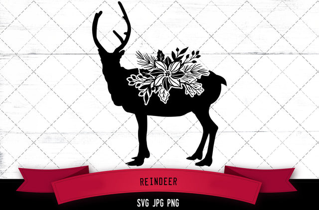Reindeer svg, floral reindeer svg, winter svg, Christmas holiday, reindeer antlers svg, cut files for cricut SVG Loveleen Kaur 
