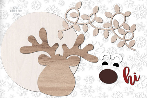 Reindeer SVG Laser Cut Files | Christmas Welcome Sign SVG | Christmas Lights SVG SVG Cloud9Design 