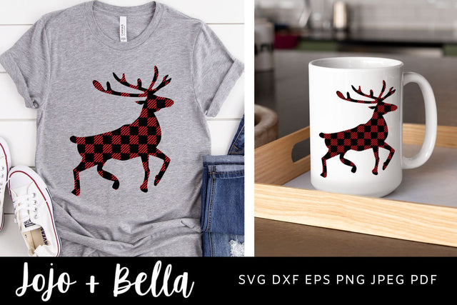 Reindeer SVG, Plaid Reindeer SVG, Christmas ornament svg, Funny Christmas svg, Christmas SVG cut file for cricut and Silhouette and more SVG Jojo&Bella 