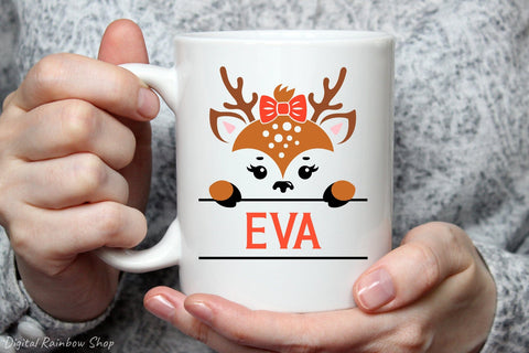 Reindeer svg, reindeer face split monogram, baby reindeer SVG Digital Rainbow Shop 