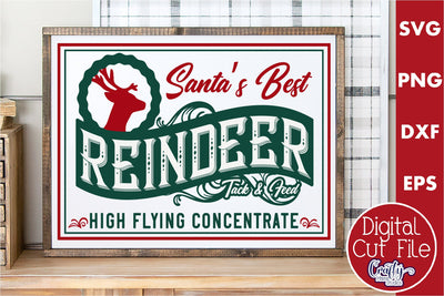 Reindeer Tack And Feed Sign, Vintage Christmas Farmhouse Svg SVG Crafty Mama Studios 