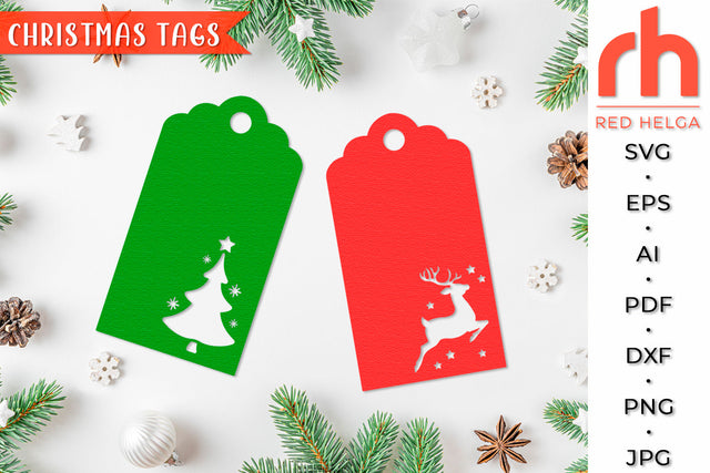 Reindeer Tags SVG - Christmas Label Cut File SVG RedHelgaArt 