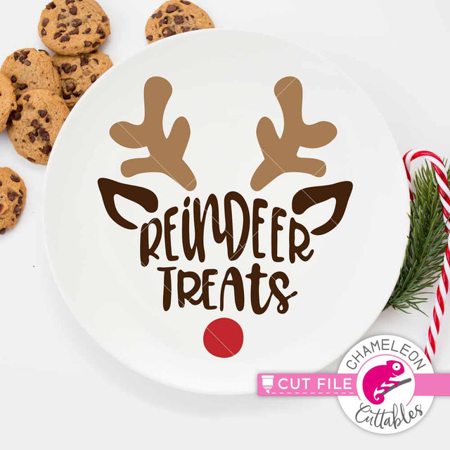 Reindeer Treats - round design for plate or jar - SVG EPS PNG DXF JPEG SVG Chameleon Cuttables 