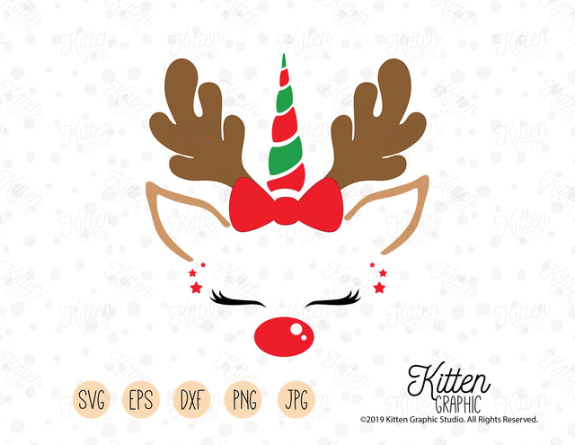 Reindeer Unicorn Christmas SVG KittenGraphic 