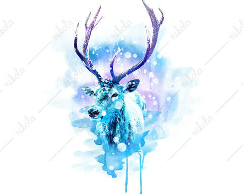 Reindeer Watercolor Christmas Sublimation Clipart PNG JPG Sublimation nikola 