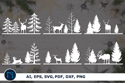 Reindeer Winter Scene Christmas Bundle SVG MD JOYNAL ABDIN 