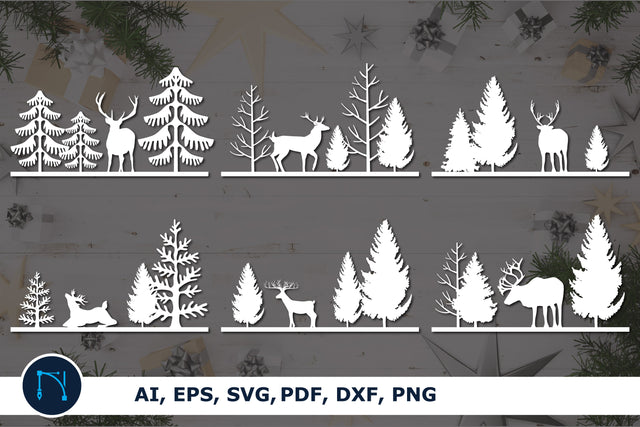 Reindeer Winter Scene Christmas Bundle SVG MD JOYNAL ABDIN 