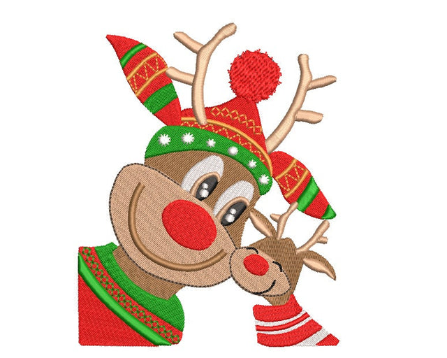 Reindeer with Baby Christmas Machine Embroidery Design Embroidery/Applique DESIGNS Canada Embroidery 