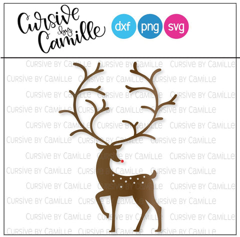 Reindeer with Giant Antlers Cut File SVG SVG Cursive by Camille 