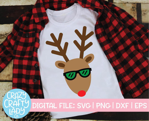Reindeer with Sunglasses | Christmas SVG Cut File SVG Crazy Crafty Lady Co. 