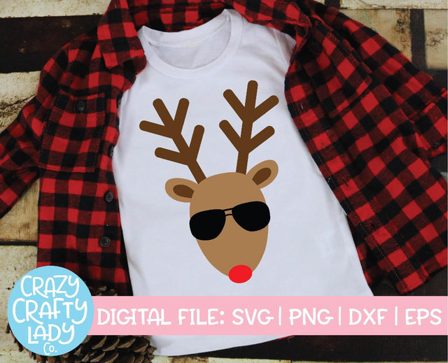 Reindeer with Sunglasses | Christmas SVG Cut File SVG Crazy Crafty Lady Co. 