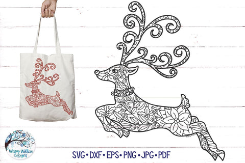 Reindeer Zentangle SVG SVG Wispy Willow Designs 