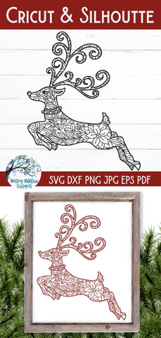 Reindeer Zentangle SVG SVG Wispy Willow Designs 
